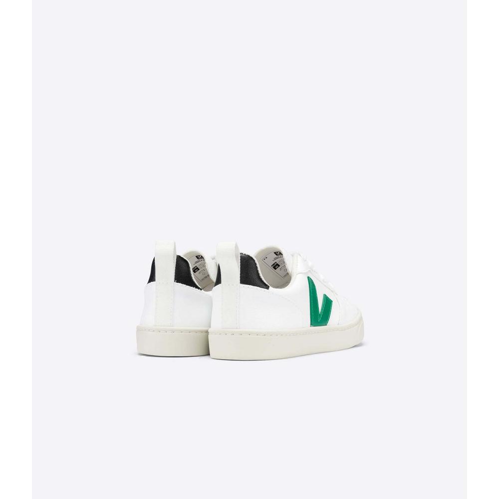 Veja V-10 LACE CWL Tenisky Detske White/Green | SK 849CTV